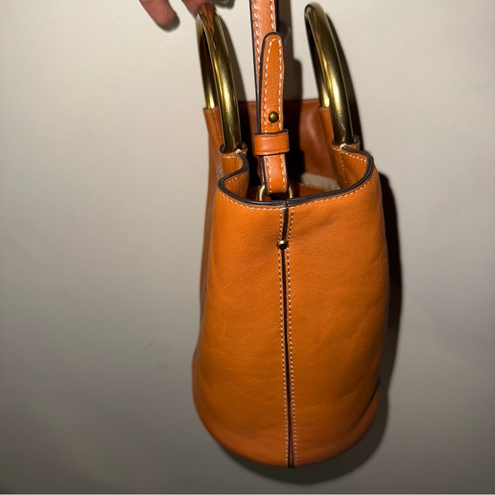 J.Crew Brown Bracelet Bucket Bag In Italian Leather - Picture 6 of 8